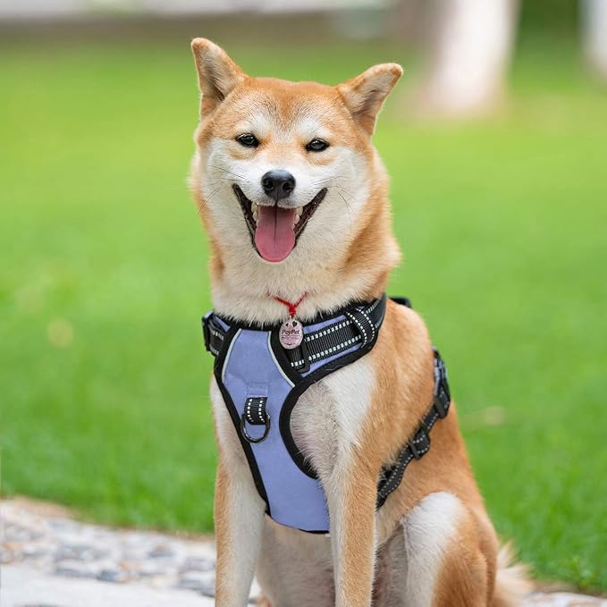 PoyPet No Pull Dog Harness Large, Reflective Vest with Front Clip & Handle