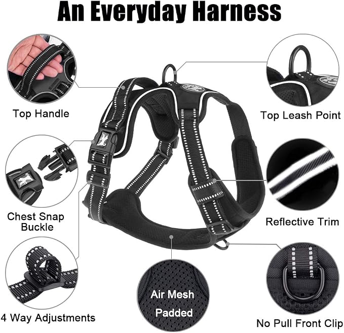 PoyPet No Pull Dog Harness Small, Reflective Vest with Front Clip & Handle