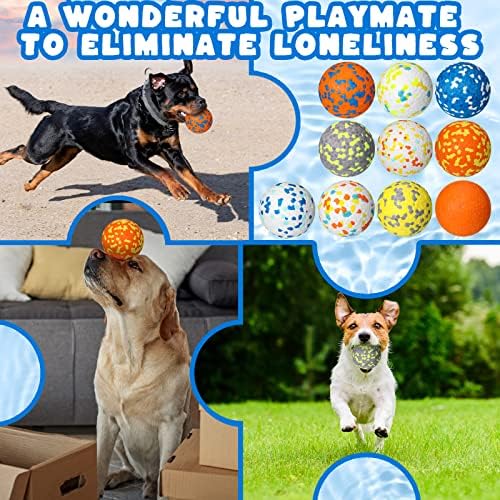 Lenwen 10 Pcs Dog Balls for Aggressive Chewers, 3 Inch, Bright Color