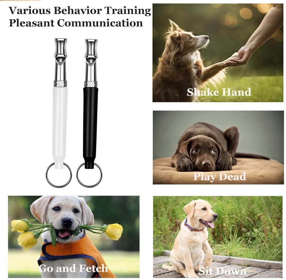 Premium Adjustable Ultrasonic Dog Whistle, Silent Dog Training Whistle to Stop Barking, Professional Recall Dog Whistles with Lanyard for Small Medium Large Dogs，Black