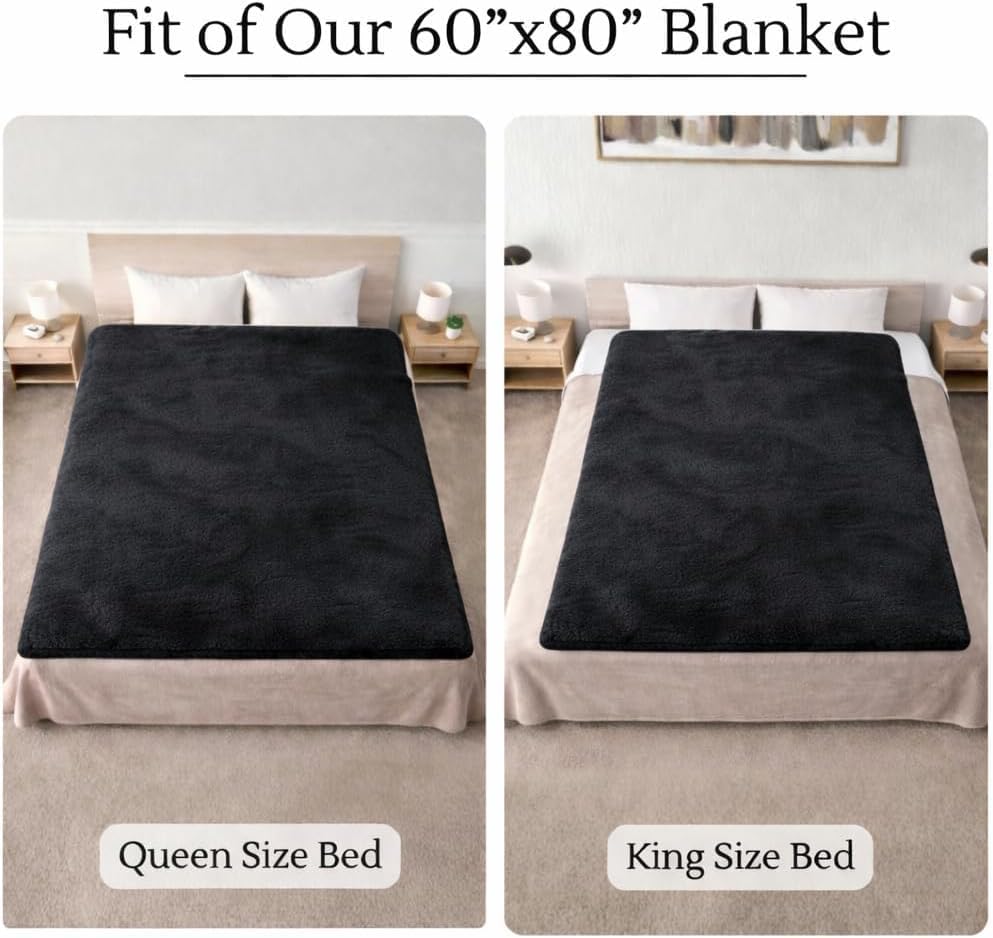 Waterproof Blanket for Bed Intimacy (80" x 60" Queen Size) Reversible Plush Fleece, Love Blanket, Moisture Absorbent TPU Layer Stain Proof Couch Bed Mattress Water Proof Cover Red/Black