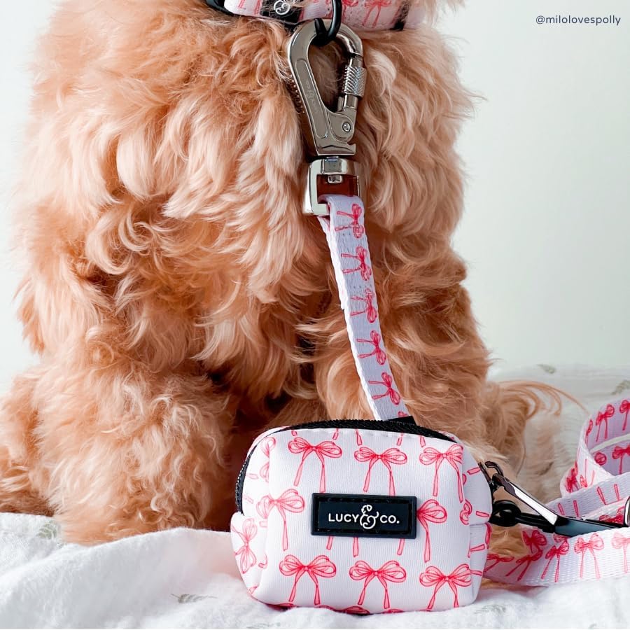 Lucy & Co. Ballet Bows Everyday Dog Poop Bag Holder - Leak Proof Dispenser - Hygienic Pet Waste Pickup - Purple Coral Floral