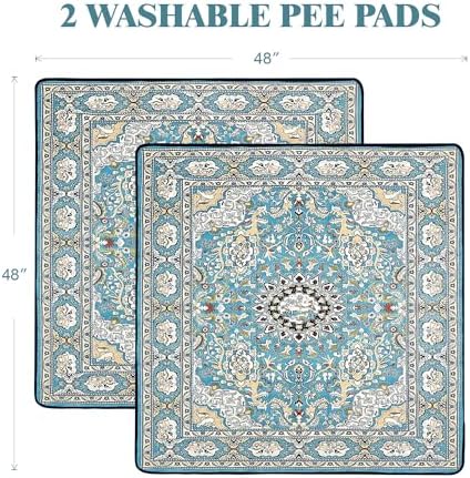 Qeils Washable Pee Pads for Dogs, Reusable Puppy Pads 48"x 48" 2 Pack