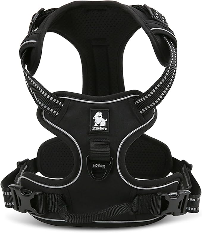 TRUE LOVE Adjustable No-Pull Dog Harness Reflective Vest, Black, L