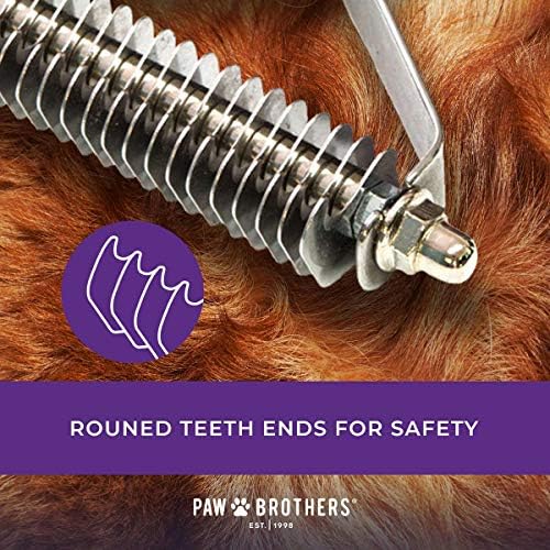 Ryan's Pet Supplies Paw Brothers 10 Blade Medium Dematting Undercoat Rake for Dogs and Cats, Professional Grade, Dog Shedding Brush, Stainless Steel Blades, Rounded Gentle Teeth