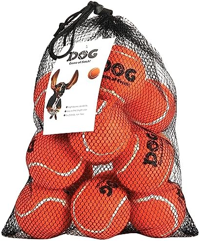 AMA SPORT Tennis Balls for Dogs 12 Pack 2.5" Orange Dog Tennis Balls for Puppy Small Medium Dog Toys, Designed for Dogs Floating, Water-Hunting, Fetch, Fun Playing, Daily Exercise, Mid-air Catching