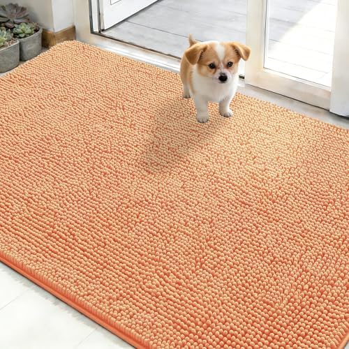 OLANLY Dog Door Mat for Muddy Paws 48x30, Super Absorbent Chenille Mud Mat