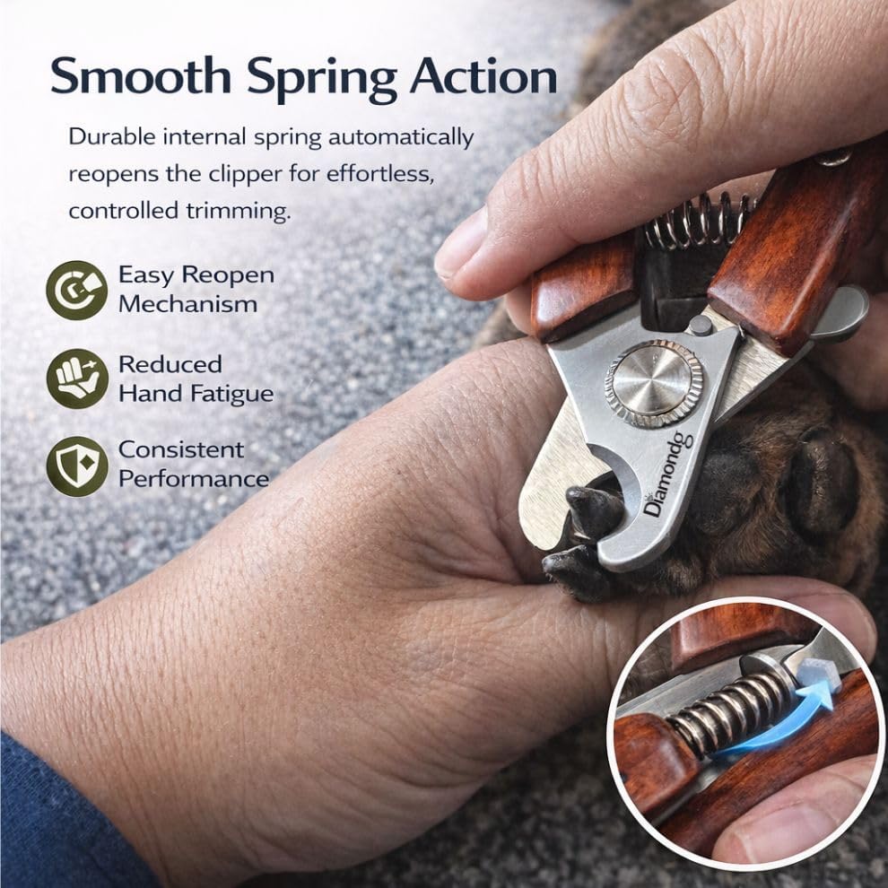 Diamondg Nail Clippers for Dogs & Cats - Heavy Duty Stainless Steel Blades