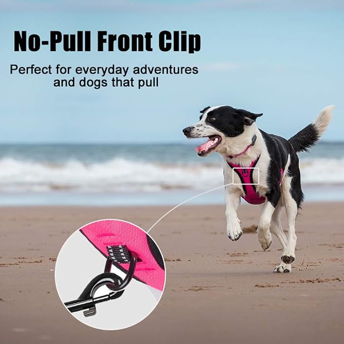 PoyPet No Pull Dog Harness Large, Reflective Vest with Front Clip & Handle