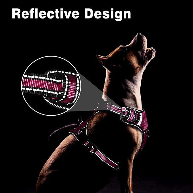 WINSEE Service Dog Vest No Pull Dog Harness with 7 Dog Patches, Reflective Pet Harness with Durable Soft Padded Handle for Puppies, Small, Medium, Large, and Extra-Large Dogs