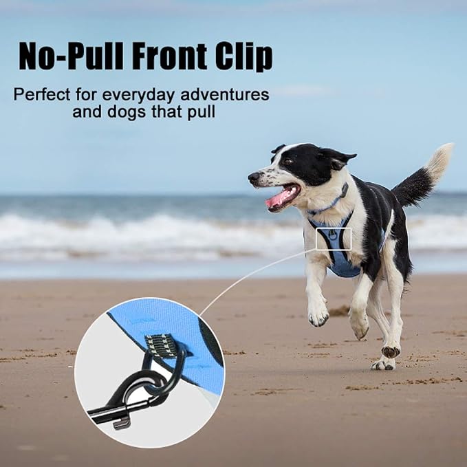 PoyPet No Pull Dog Harness Large, Reflective Vest with Front Clip & Handle