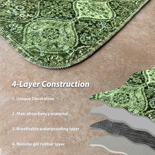 nunubaby Washable Pee Pads for Dogs, Stylish, Non-Slip and Leak-Proof Pee Pads. Reusable Potty Pads for Dogs for Crates and Floors.(Green/Multi,72" x72" )