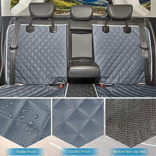 ANOSOSPECIAL Grey Dog Car Seat Cover for Back Seat X-Large,Non-Stick Fur,Pet-Friendly and Waterproof - Universal Fit Interior Protector for Auto, Van, SUV - Ideal for Kids and Pets (X-Large)