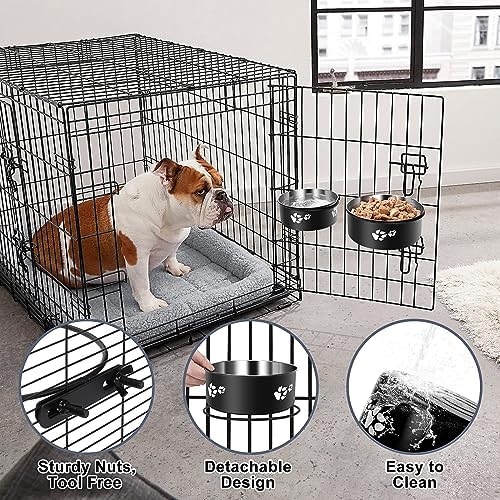 Kennel Water Bowl Hanging, Food and Water Bowl for Dog Cage, Crate, 2 Pack