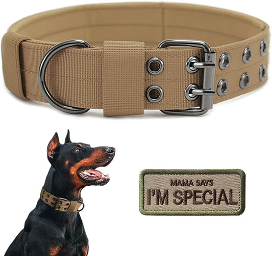 Tactical Dog Collar Heavy Duty Metal Buckle Collars for Medium Large Dogs