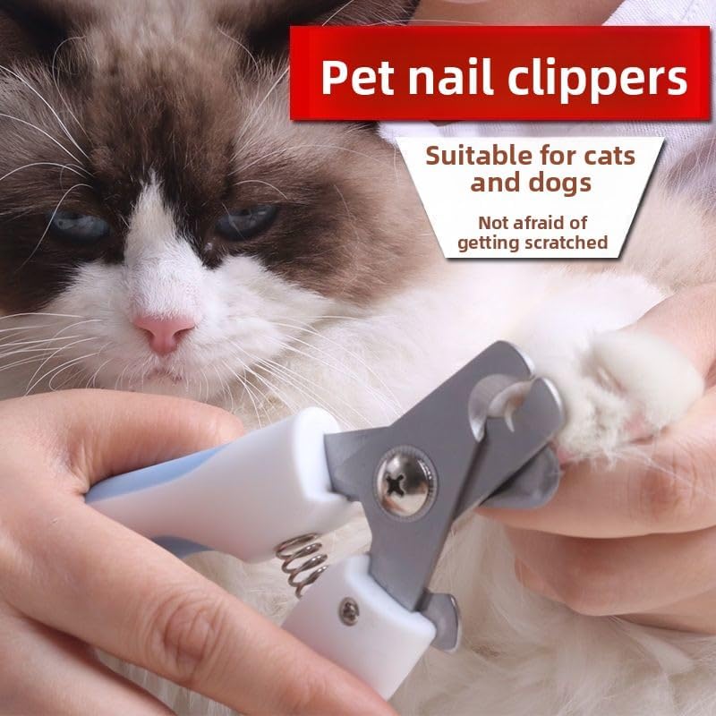 Professional Pet Nail Clippers with Safety Guard and Nail File Heavy Duty Stainless Steel Sharp Half-Moon Blade Trimmer for Small Medium Large Dogs and Cats Home Grooming