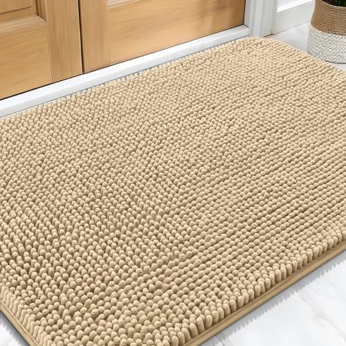 OLANLY Dog Door Mat for Muddy Paws 34x21, Super Absorbent Chenille Mud Mat