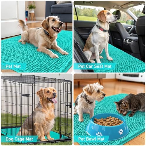 OLANLY Dog Door Mat for Muddy Paws 50x30, Super Absorbent Chenille Mud Mat