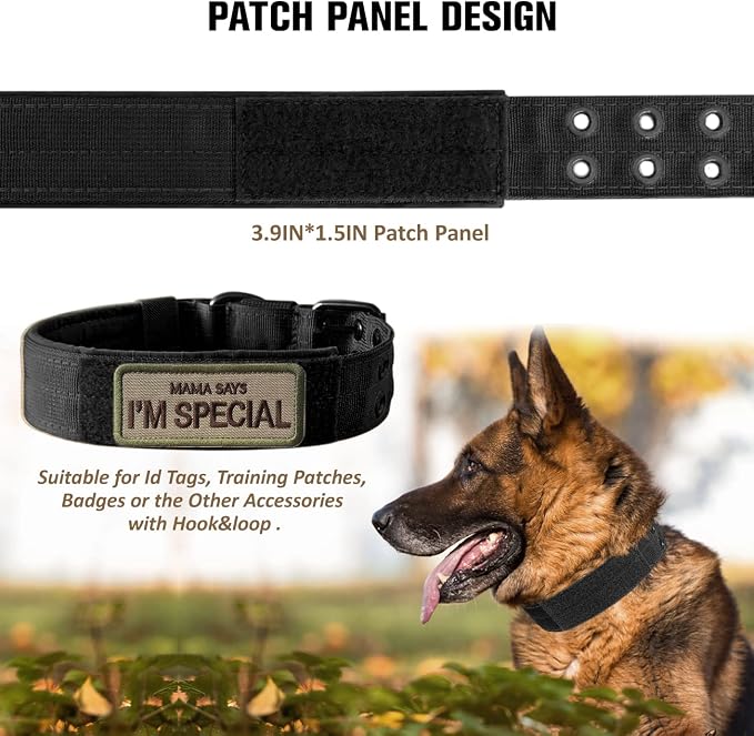 Tactical Dog Collar Heavy Duty Metal Buckle Collars for Medium Large Dogs