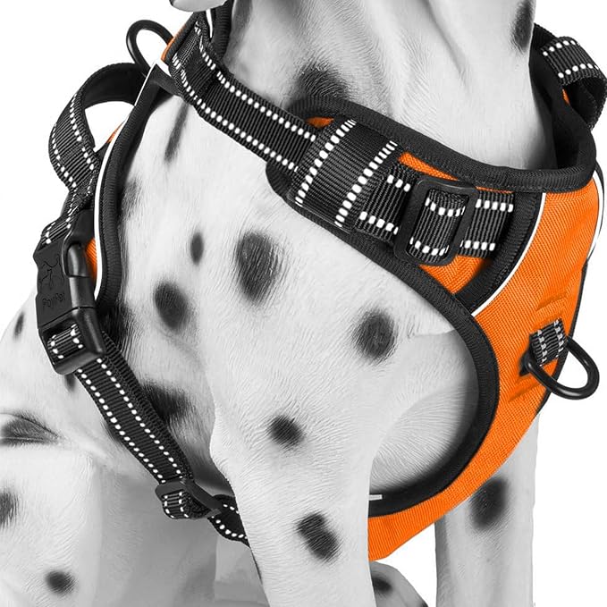 PoyPet No Pull Dog Harness Medium, Reflective Vest with Front Clip & Handle
