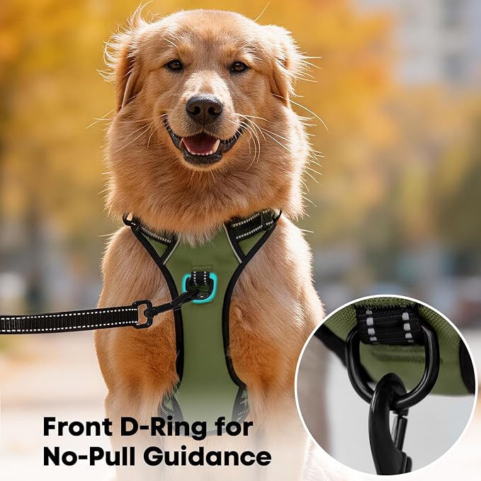 PoyPet No Pull Dog Harness Medium, Reflective Vest with Front Clip & Handle