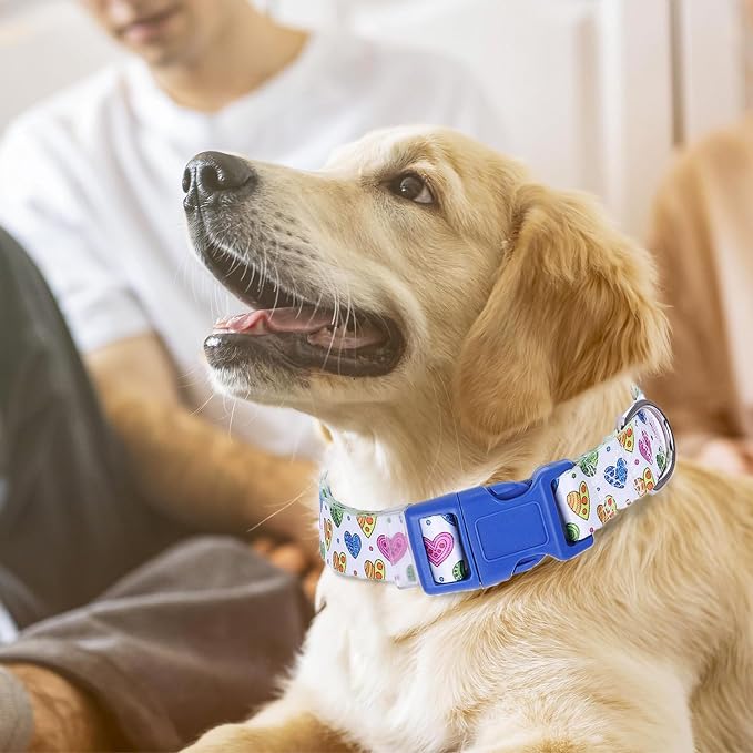 Adjustable Dog Collar with Safety Buckle Quick Release - Soft Nylon Pet Collars for Small, Medium, Large Puppies Dogs Collar Girls