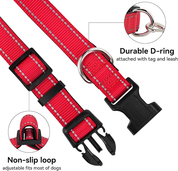 Reflective Dog Collar for Small Dogs with Quick Release Buckle