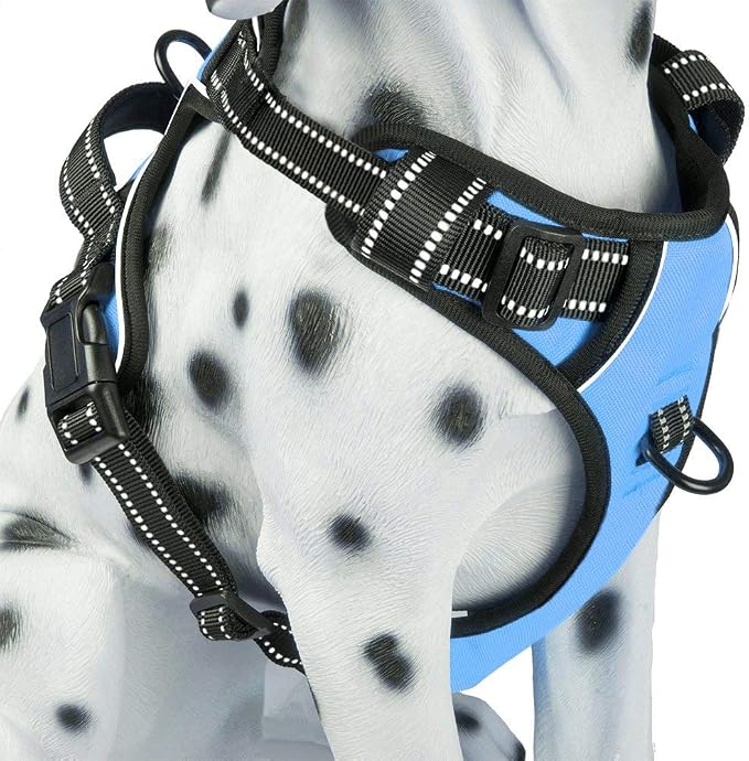 PoyPet No Pull Dog Harness Large, Reflective Vest with Front Clip & Handle