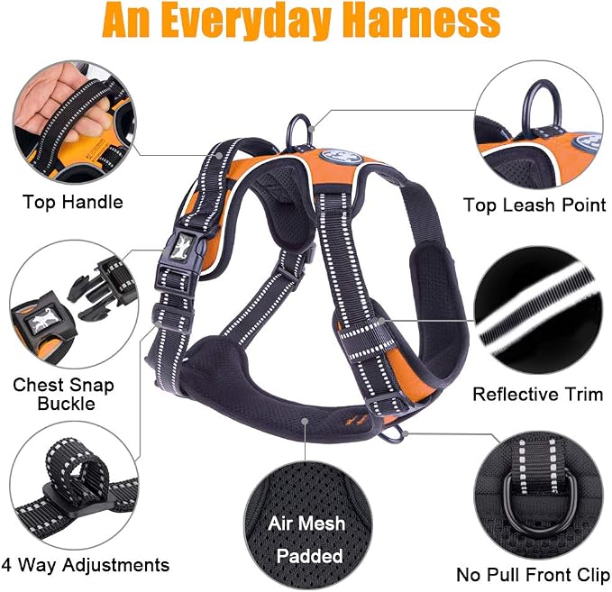 PoyPet No Pull Dog Harness Small, Reflective Vest with Front Clip & Handle