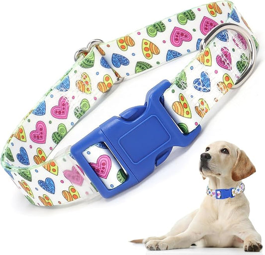 Adjustable Dog Collar with Safety Buckle Quick Release - Soft Nylon Pet Collars for Small, Medium, Large Puppies Dogs Collar Girls