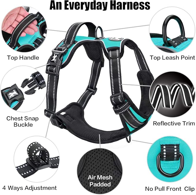 PoyPet No Pull Dog Harness Small, Reflective Vest with Front Clip & Handle