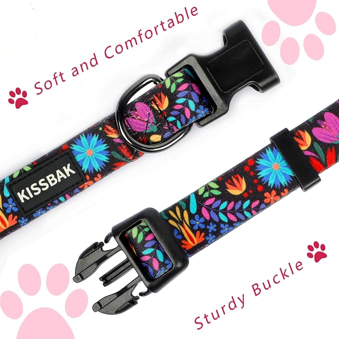 Dog Collar for Large Dogs - Cute Floral Girl Puppy Collars Purple