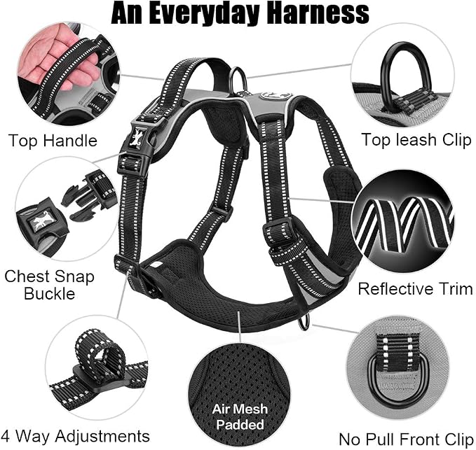 PoyPet No Pull Dog Harness Small, Reflective Vest with Front Clip & Handle