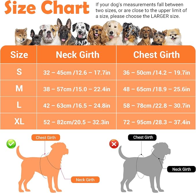 Funfox Dog Harness No Pull, Adjustable Pet Vest Harness, Super Soft Material with Vertical Handle Easy Control, Reflective Night Walking, 2 Leash Clips for Medium Sized Dogs, Orange, M