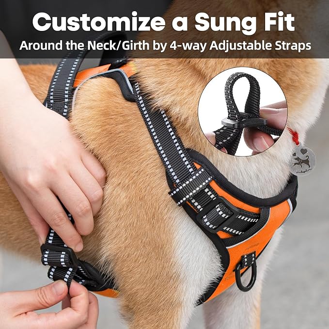 PoyPet No Pull Dog Harness Small, Reflective Vest with Front Clip & Handle
